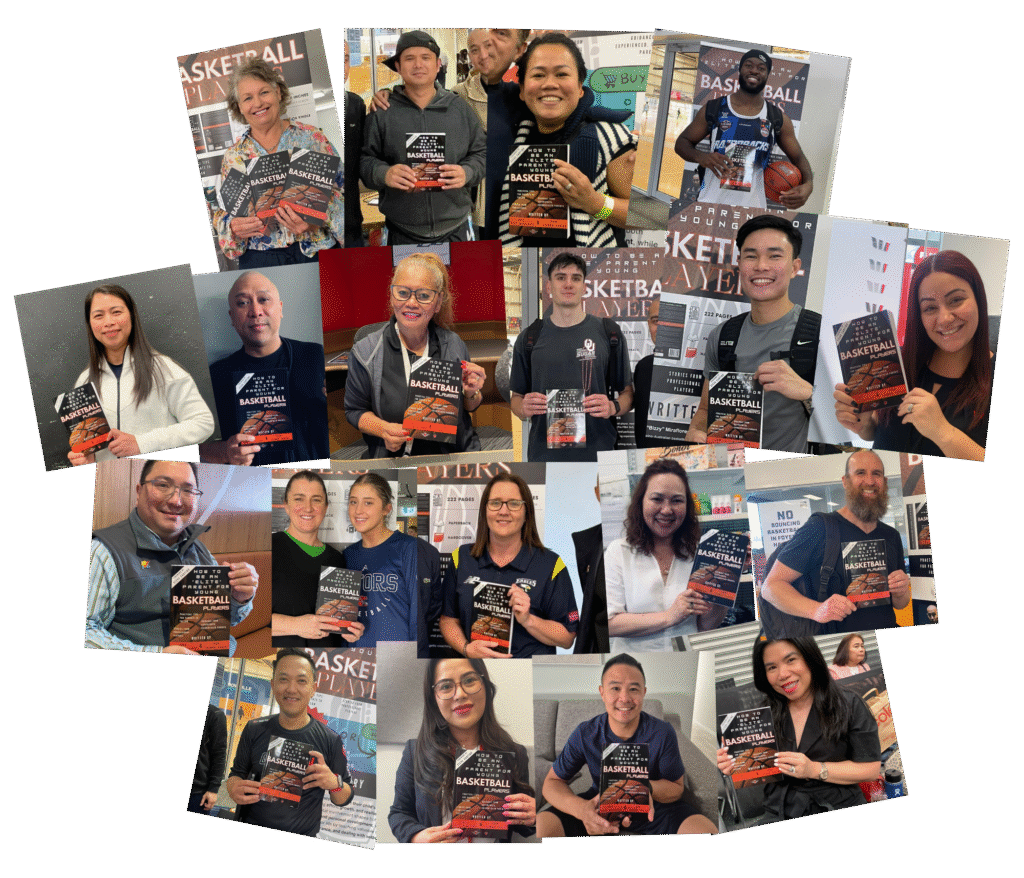 a montage of customers who have purchased the book titled 'how to be an elite parent for young basketball players'.